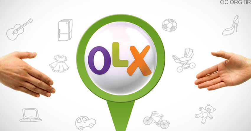 Ganhar dinheiro duas mãos e a logo da olx, representando fechamento de negocio